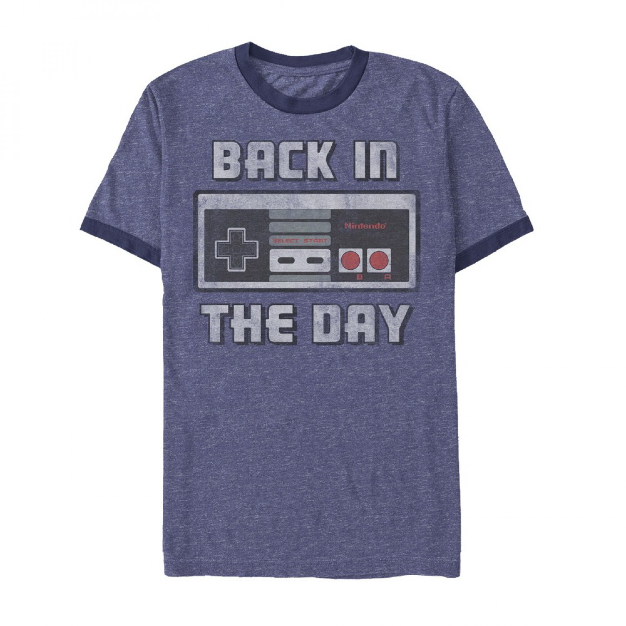 Back In The Day NES Controller Men's Blue Ringer T-Shirt